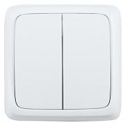 Альфа Выключатель 2 кл. наружный с из. пластиной белый 10А (ВА10-153)
