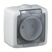 Альфа Розетка наружная без заземленя без шторок белая (РА16-201)