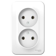 BLANCA розетка наружная двойная без заземления без шторок, 16А, 250В, белый