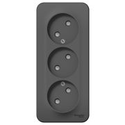 BLANCA розетка наружная 3-я без заземления без штор. изол.пл., 16А, 250В, антрацит (BLNRA000316)