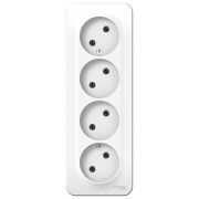 BLANCA розетка наружная 4-х мест. без заземления без шторок, 16А, 250В, белый