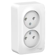 BLANCA розетка наружная двойная без ЗК без шторок, 16А, 250В, белый