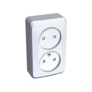 ЭТЮД Розетка 2-м наружная без ЗК без шторок белая (PA16-005B)