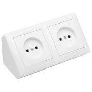 Розетка ОУ 2 мест. 16A бел., угловая (пластик) IP20 РА16-751 Bylectrica Стиль