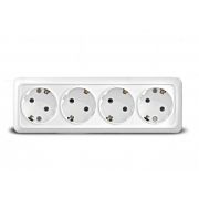 Розетка Олимп 4 мест. с ЗК белая