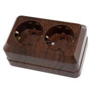 Розетка 2М ОП с ЗК «Ладога» бук