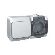 Блок Выкл. 1 кл./Розетка с ЗК со шторками IP44 белый BPA16-241