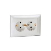 Розетка двойная с ЗК VALENZO белая 6128 IN HOME