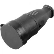 Розетка переносная одноместная с ЗК, с крышкой, каучук 230В, 16А, IP44, черная, RST16-21-44