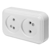 Розетка 2-местная белая 250В, 16А, IP20, PST16-30-20 STEKKER