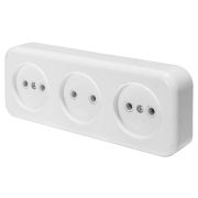 Розетка 3-местная белая 250В, 16А, IP20, PST16-50-20 STEKKER