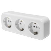 Розетка 3-местная ЗК белая 250В, 16А, IP20, PST16-50-20 STEKKER