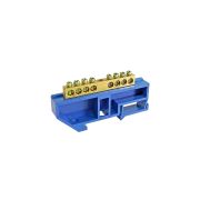 Шина «N» нулевая (латунь) с изолятором на DIN-рейку 6x9мм, 8 групп