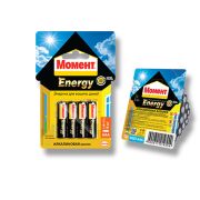 Батарейка алкалиновая LR03-4BL,1.5В,АAA «Момент Energy»