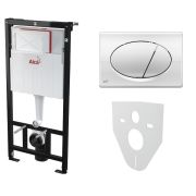 СИСТЕМА ИНСТАЛЛЯЦИИ ПОДВЕСНОГО УНИТАЗА ALCAPLAST AM101/1120 КОМПЛЕКТ 4 В 1 С КНОПКОЙ M71