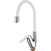 Смеситель LEDEM д/кухни.картридж 35мм.гиб.шланг.белый.L4153-3