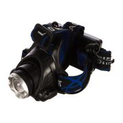 Фонарь светодиодный E150 3Вт CREE 220В налобный аккум. пластик. бокс; черн. Ultraflash 12188